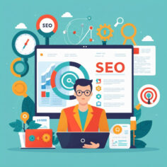 man-sits-front-computer-with-website-address-website man-sits-front-computer-with-website-address-website